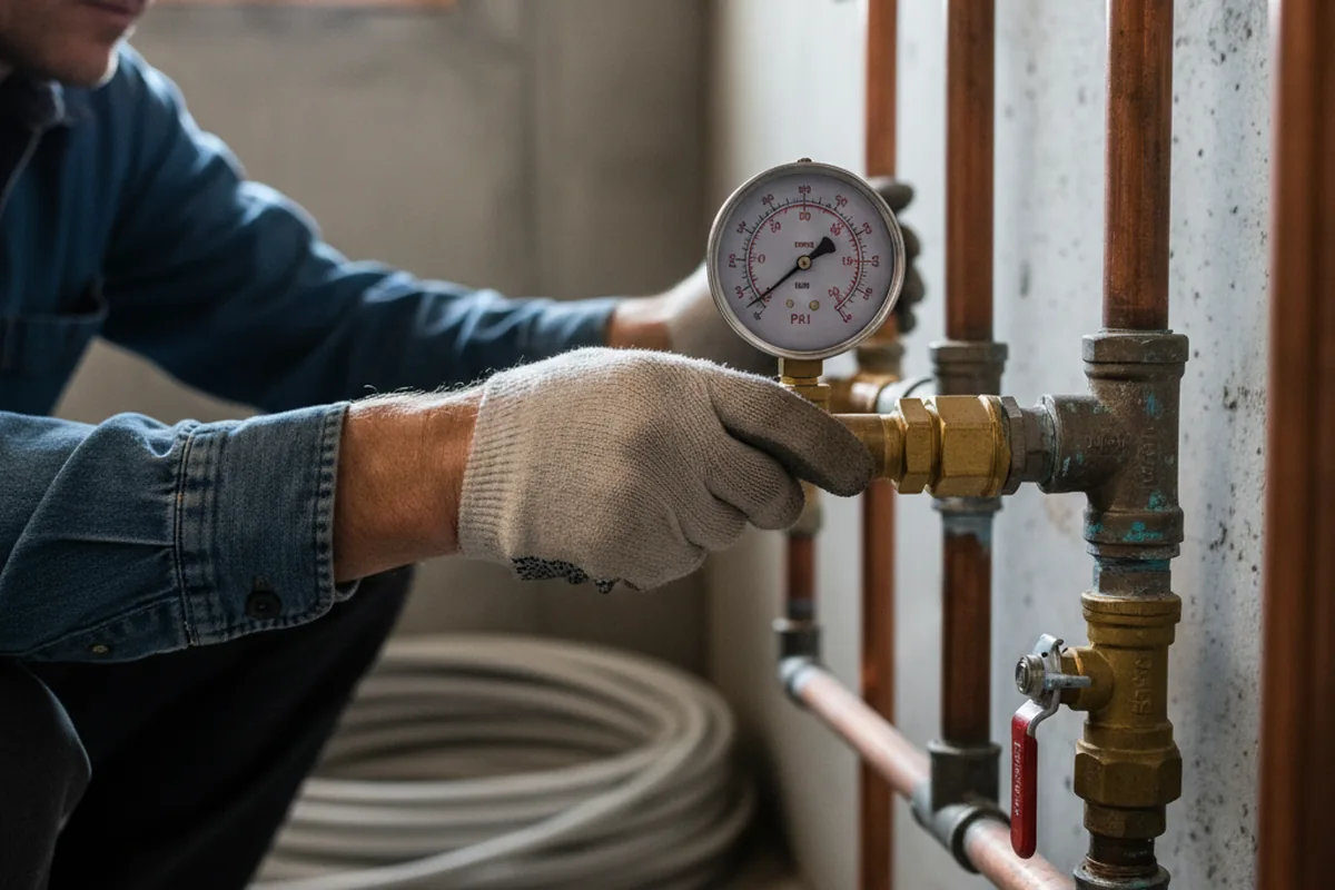 Pressure testing a repaired line during Water Line Repair in Rigby